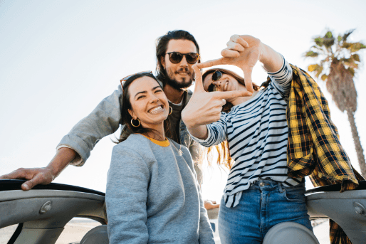 Group of young people with incognito braces smiling