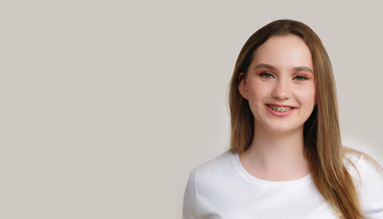 Portrait of teen girl with braces
