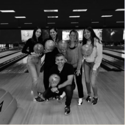 Orthodontist and team members bowling